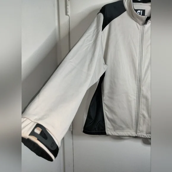 FootJoy (Size XL) Men's Black & Cream Water Resistant LS Full Zip Golf Jacket